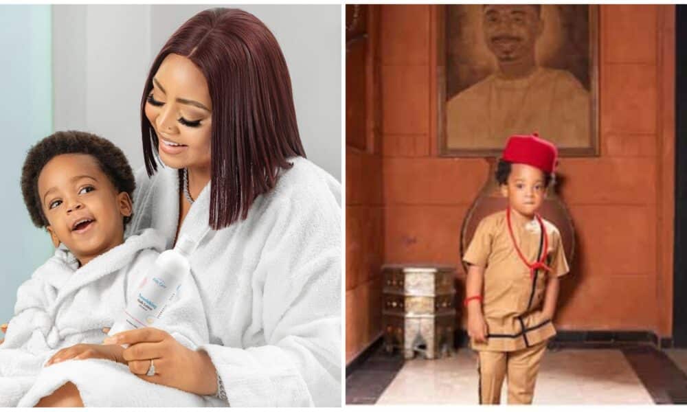 Hand Work of Money”: Fans Gush Over Regina Daniels’ Son As He Poses Like Professional Model in New Photos