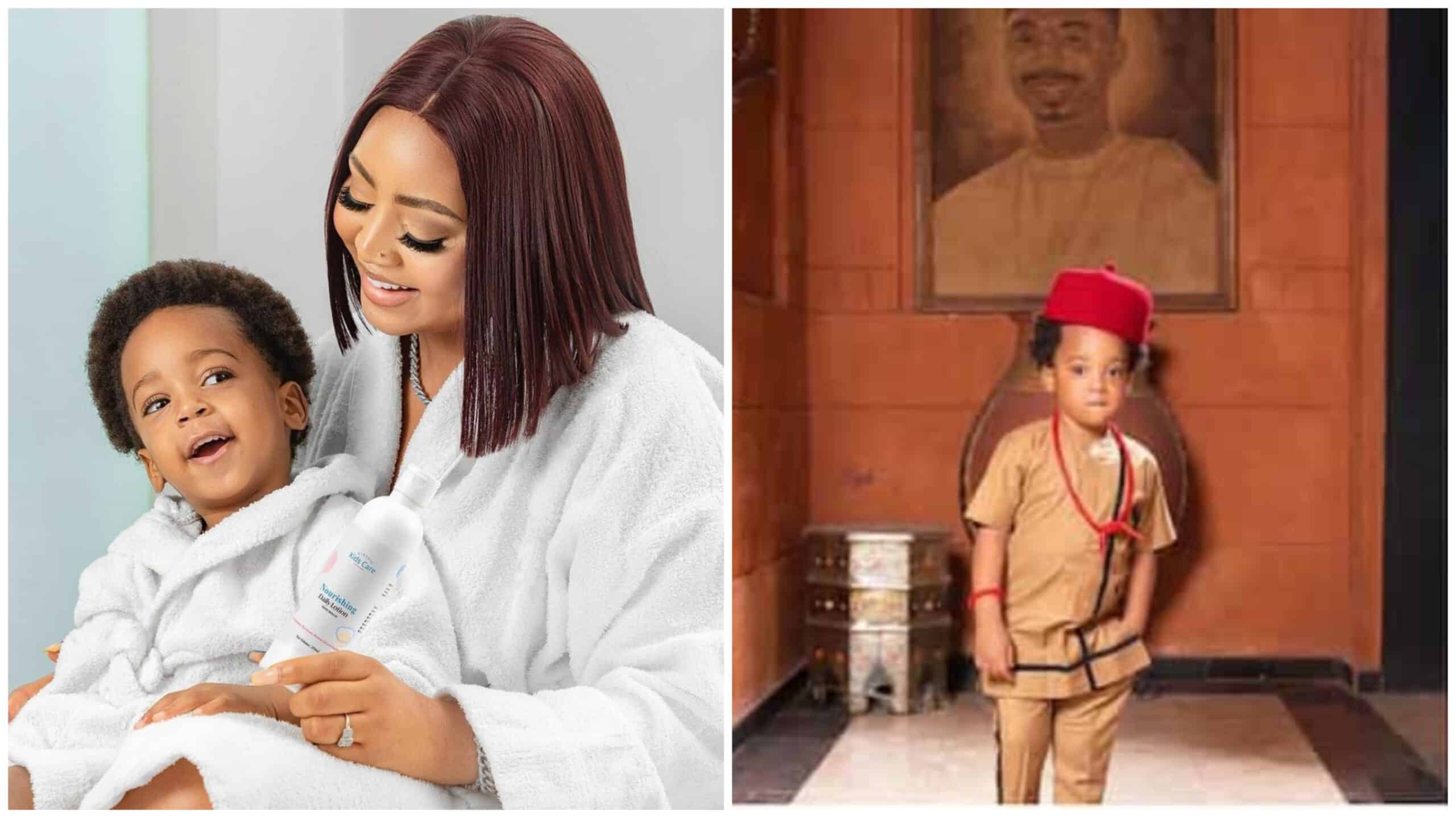 Hand Work of Money Fans Gush Over Regina Daniels Son As He Poses Like Professional Model in New Photos