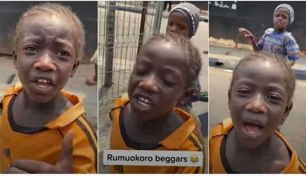 A smart little Nigerian girl has gone viral on social media after begging a man for money on the road In a video shared on TikTok, the little girl was spotted running after a man and appealing for money using slangs Social media users have reacted massively to the video with many applauding the girl over her smartness A little girl has earned accolades from netizens after showing off her smartness on the road. The child beggar spotted a man whom she felt was rich enough to bless her with cash, and she decided to approach him. Little girl begs with slangs Little girl begs with slangs Photo Credit: @mr_iyfe Source: TikTok She rushed after him and used slangs to hype him and appeal for funds from him. The young man who was shocked over her perfect use of slangs brought out his phone to record the moment. "Senior man change am for your smallie na. Abeg. Your face show your shoe shine", she pleaded. PAY ATTENTION: Сheck out news that is picked exactly for YOU ➡️ find the “Recommended for you” block on the home page and enjoy! Social media reactions @gideonpanda1 said: "Abeg make we contribute money take carry this girl go hyping school." @patninnian stated: "These children eeh, na so one tell me say aunty God use two days create you,see nose, see skin colour, see your fine wig. Omo baby girl finish." @potepitakwa26 reacted: "This same girl once gave me money when I told I I don't have money and am hungry, then she gave me 100 Naira so I gave her all the money with me." @iykeumeh8 commented: "Modeling agency should rescue him from the street the boy have a perfect looks with good vibe." @ekekaycee reacted: "I was feeling her vibes, Immediately I heard 5 naira or 10naira I became emotional." @ejeomdglian added: "This is what our leaders has turn our children into, I feel like crying because she has been deprive of her future, God help us all." @kosiso429 commented: "I swear they sabi hype naso one girl hype me one day say aunty wey sabi twerk, aunty wey go born triplet come still get good heart she really finish me." Watch the video below: Lady turns street beggar in UK Meanwhile, Legit.ng previously reported that a Nigerian lady identified as Adetemi has gone on TikTok to release a lengthy video to document her struggle to survive in the UK. Making a video of herself sitting in a public place, she said that not all the people abroad are living a good life like many believe. Adetemi, in the Yoruba language, said that she is out to beg, hoping that she would see someone to offer her a job that she can do. In her words: "I'm trying to beg for money to survive. I have not been able to get a job up till now.... Where I am begging now, it is possible I see somebody that could link me up with a job... I've submitted CVs already to the appropriate places...."