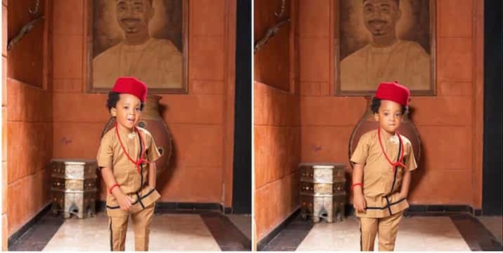 Hand Work of Money Fans Gush Over Regina Daniels Son As He Poses Like Professional Model in New Photos