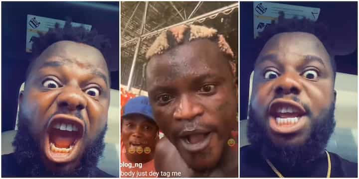 Nigerian comedian Sabinus couldn’t help but recreate Portable’s animalistic display when he was arrested by the police The online creator took to social media to share a video of him shouting and screaming in the exact manner Portable did Recall that Legit.ng reported that the controversial act challenged some policemen earlier when he was taken to the station Nigerian comedian Sabinus made a jest of Portable’s viral video of when he was arrested by the police on March 28, 2023. Legit.ng reported that the controversial artist Portable wailed and challenged the policemen’s authority as they tried to cart him away. When Juliette Lewis And Brad Pitt Were Young And In Love | Rumour Juice Sabinus imitates Portable's arrest, Portable arrested by Nigerian police, Sabinus imitates Portable's arrest Comedian Sabinus imitates Portable's arrest Credit: @mrfunny, @portablebaby Source: Instagram While doing so, the Zazu singer made all sorts of claims about his personality, all in a manner to intimidate the policemen who came to arrest him. The comic creator took to social media to mock Poartable’s animalistic display during the entire episode. PAY ATTENTION: Join Legit.ng Telegram channel! Never miss important updates! Watch the funny video below: Fans react to Sabinus’ video menaka: "Portable give us new tiktok sound for the year." iamballing1122: About time for this sound track to trend on TikTok ofu0kwu: "Person wey police just arrest." __gulass: "Why yahoo boy go carry police come arrest musician nawa ooh. " possiblevibegram: "Everybody are running in the trenches." teenarela_: "That was fast now now now." yinkame22: "E start how many minutes now? He never settle the matter self oo. " Portable celebrates son’s birthday Nigerian singer Portable celebrated his first son’s birthday on Monday, March 27, 2023. The controversial act took to social media to shower his son with so much fatherly love that it caught the hearts of netizens. Portable said a few prayers for the young champ and wished him everlasting joy filled with the glory of the almighty God. Portable tells Wizkid, Davido, Burna Boy to work with upcoming stars Meanwhile, Legit.ng reported that Portable became the voice of upcoming artists struggling to make it to the spotlight after he called on the likes of Wizkid, Davido and Burna Boy to collaborate with them. In a viral video, Portable bragged about how upcoming artists are the ones in possession of new music beats. Speaking about Wizkid in an interview with Timi Agbaje, the Zazu crooner advised the singer to reach out to those in the trenches. He also revealed that Davido promised him a song verse that would help him blow.