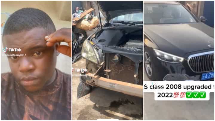 Nigerian Man Upgrades Mercedes Benz S-Class 2008 to 2022 Model, Changes Bumper, Shares Clip of Cool Exterior