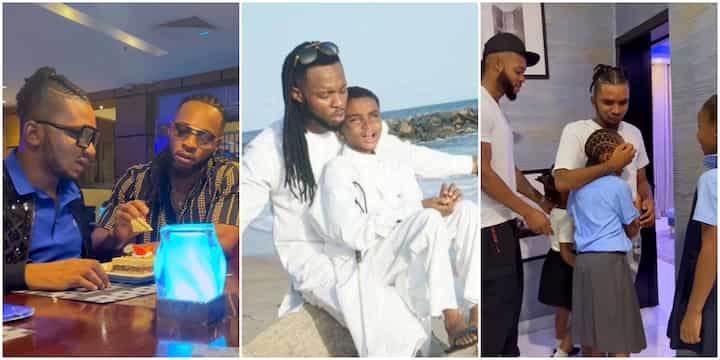 “This Made My Day”: Sweet Video As Flavour and 3 Daughters Celebrate Adopted Blind Son’s Birthday in Luxury
