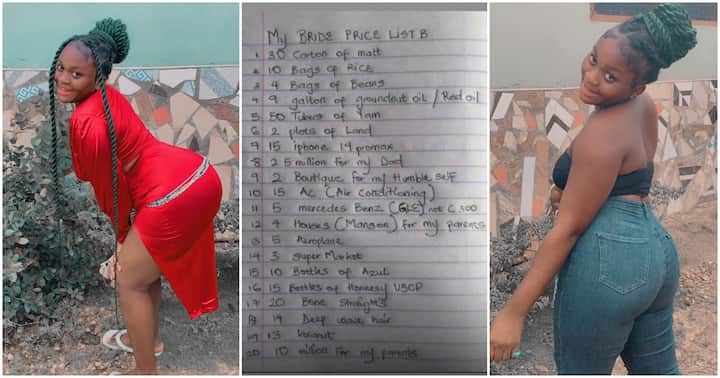 It is Very Small": Reactions as Curvy Nigerian Displays Her Heavy Bride Price List of Just 20 Items